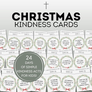 クリスマスの優しさを伝えるカード24枚｜子供向けのキリスト教アドベント活動｜クリスマスエルフノート