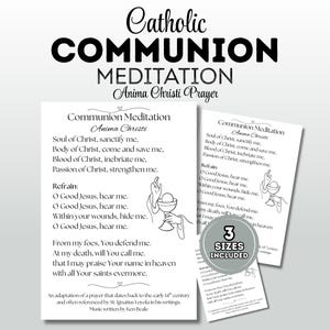 Catholic Communion Meditation Printable | Anima Christi Prayer | Post Communion Reflection Card