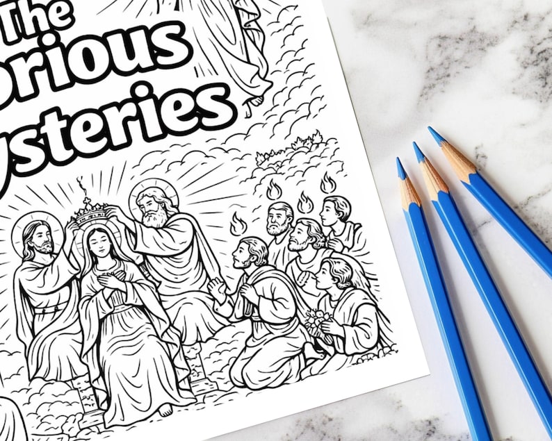 Glorious Mysteries of the Rosary Coloring Pages | Catholic Religion ...