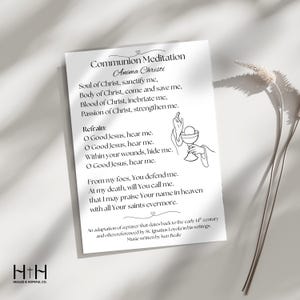 Anima Christi Prayer Printable: Catholic Communion Meditation, St. Ignatius Loyola Devotional (PDF Download)