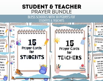 Teacher & Student Prayer Cards Bundle | Christian Classroom Gifts | Faith Bulletin Board Ideas