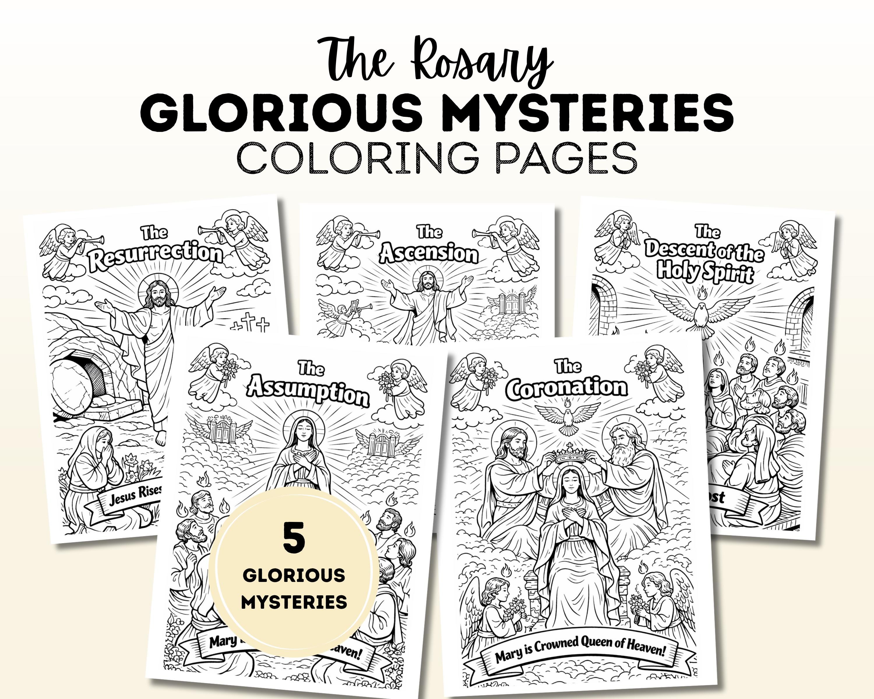 Glorious Mysteries of the Rosary Coloring Pages | Catholic Religion ...