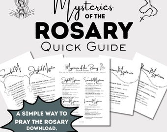 Mysteries of the Rosary Guide - Catholic Prayer Card (Printable)