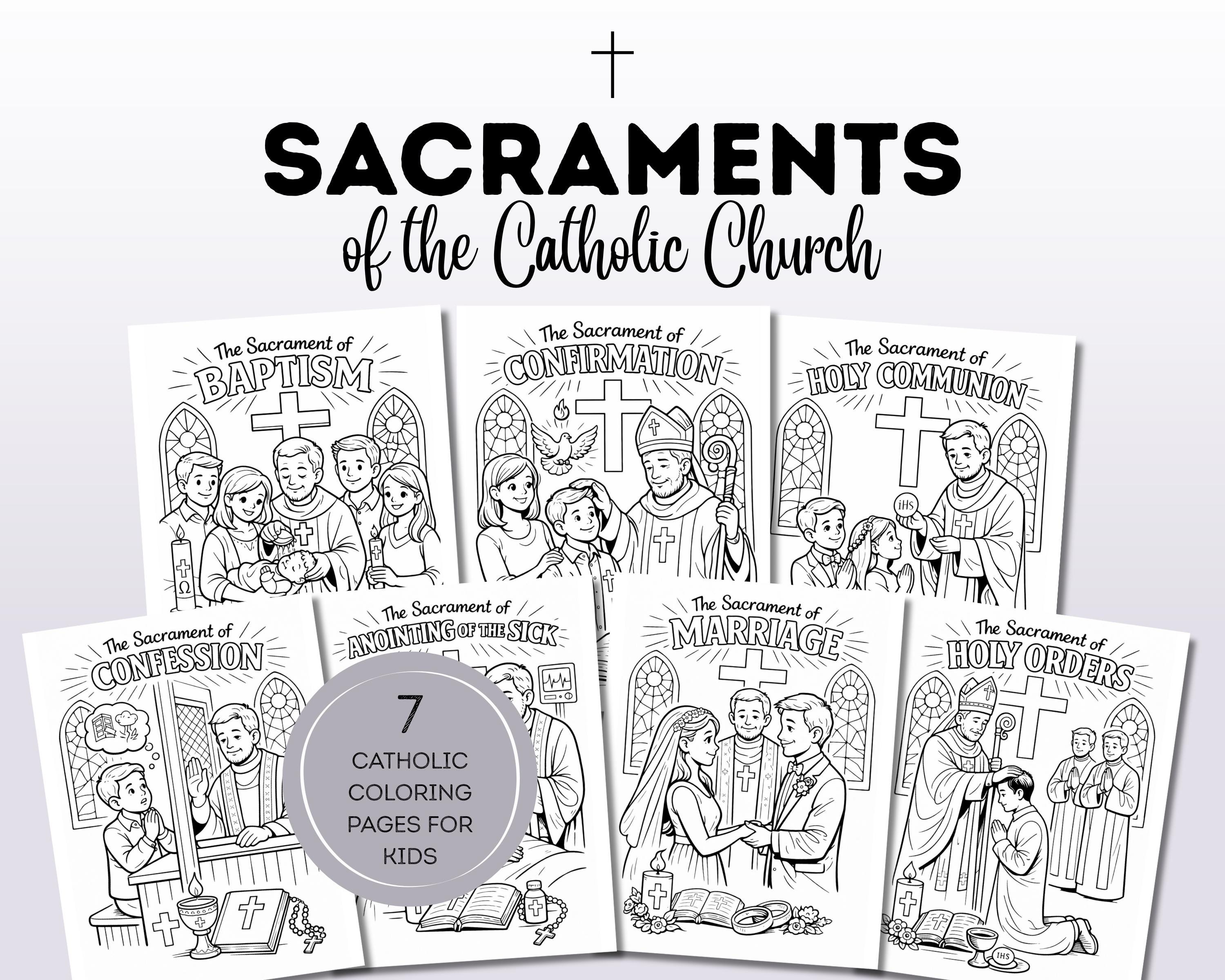 Seven Sacraments of the Catholic Church Coloring Pages for Kids ...
