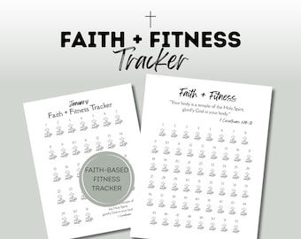 Rastreador de fe y actividad física imprimible / Rastreador de ejercicios y hábitos cristianos