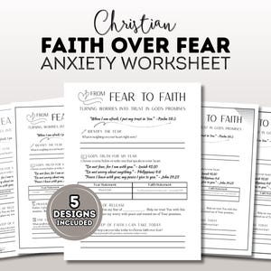 Faith Over Fear Anxiety Worksheet | Christian Anxiety Printable | Prayer & Scripture Reflection