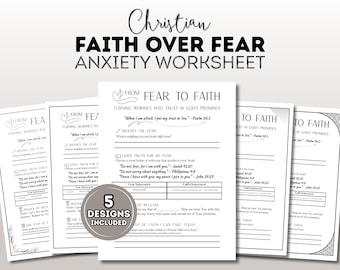 Faith Over Fear Anxiety Worksheet | Christian Anxiety Printable | Prayer & Scripture Reflection