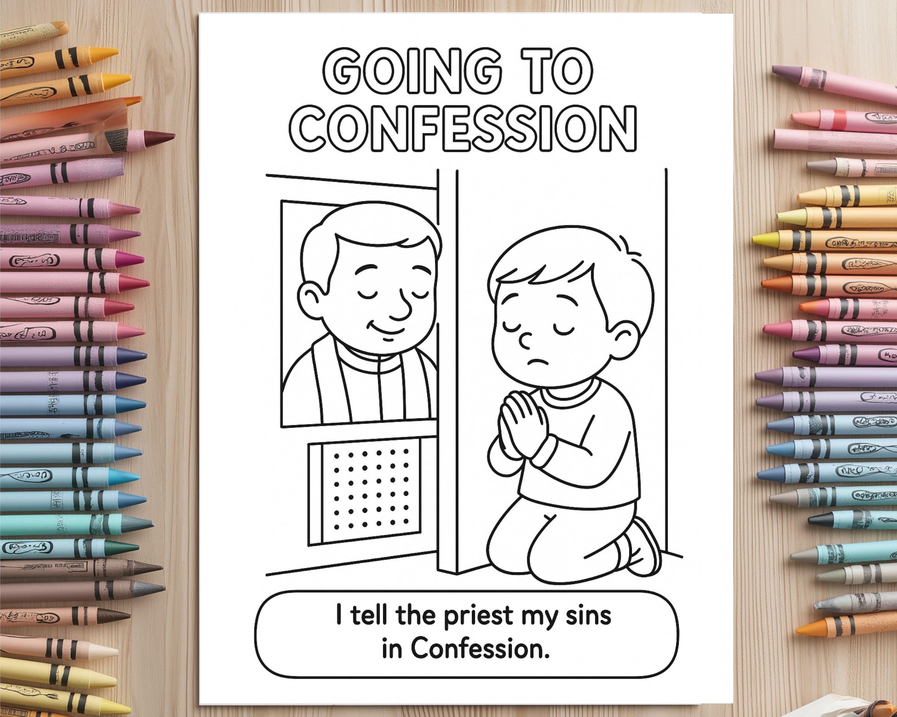 First Confession Pattern Catholic Confession Coloring Pages | Reconciliation Prep (PDF Pattern ...