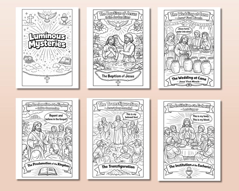 Catholic Rosary Coloring Pages for Kids | All 20 Mysteries Bundle ...