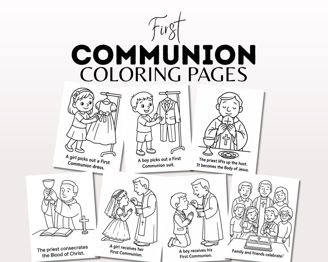 First Communion Coloring Pages | Catholic Kids Activities (digital ...