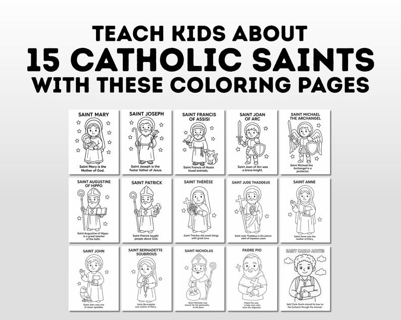 Catholic Saints Coloring Pages for Kids | Sunday School (PDF) - Etsy