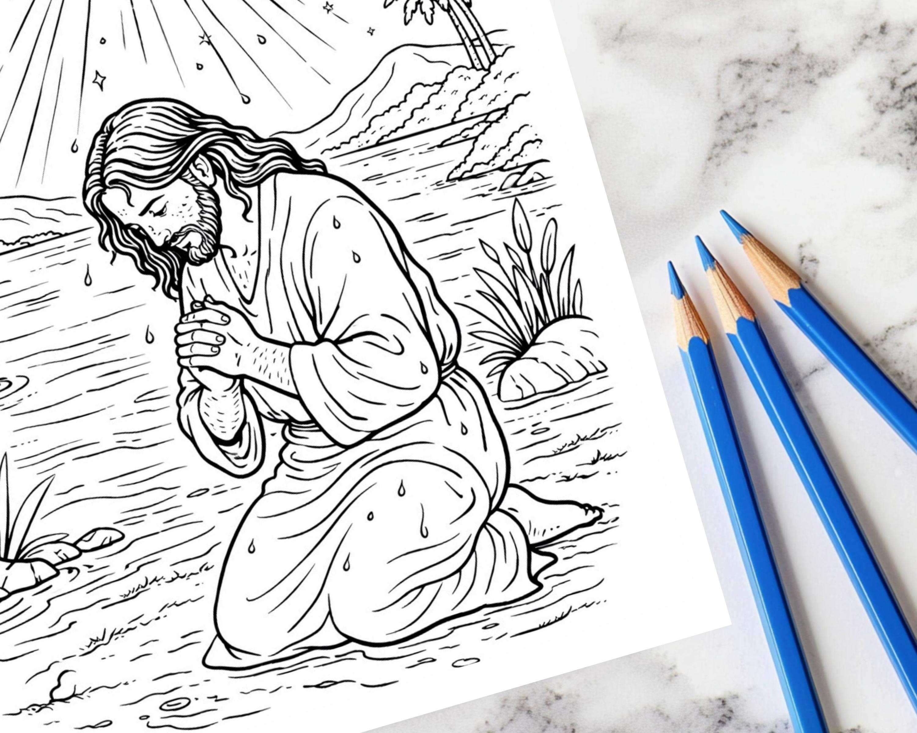 Baptism of Jesus Coloring Pages for Kids | Bible Story Activity ...