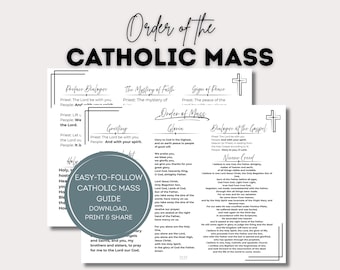 Order of the Catholic Mass Printable | Easy Response & Prayer Guide | Catholic Worship Aid PDF