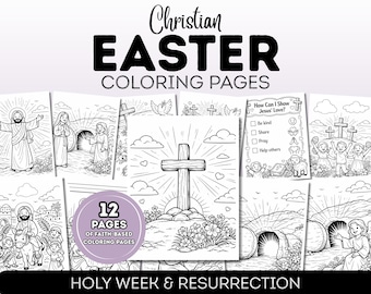 Páginas para colorear cristianas de Pascua para niños / Hojas para colorear de Semana Santa y Resurrección