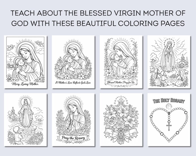 Blessed Virgin Mary Coloring Pages for Kids | Catholic Activity Sheets ...