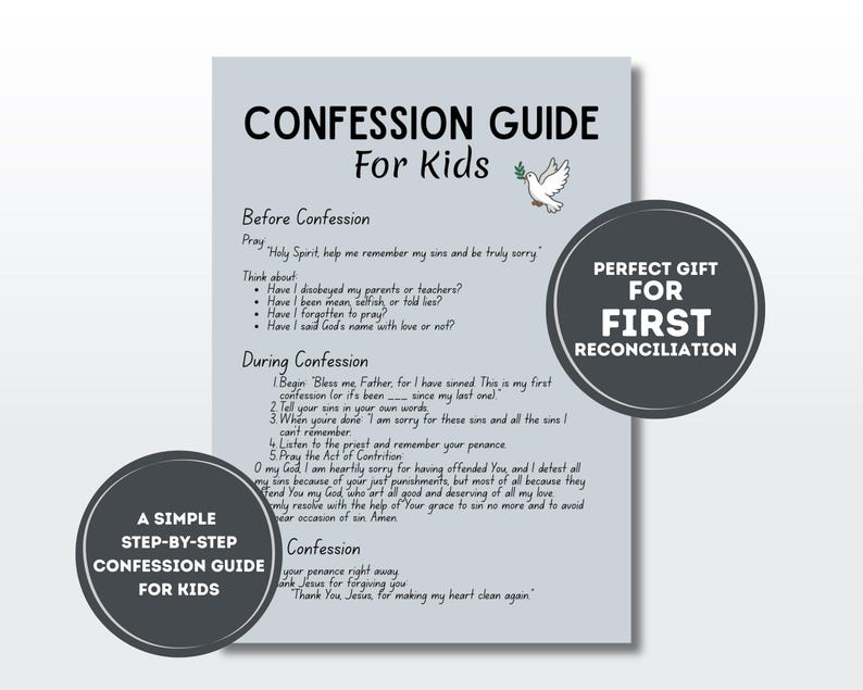 Catholic Kids' Confession Guide | First Reconciliation Prep (PDF) - Etsy