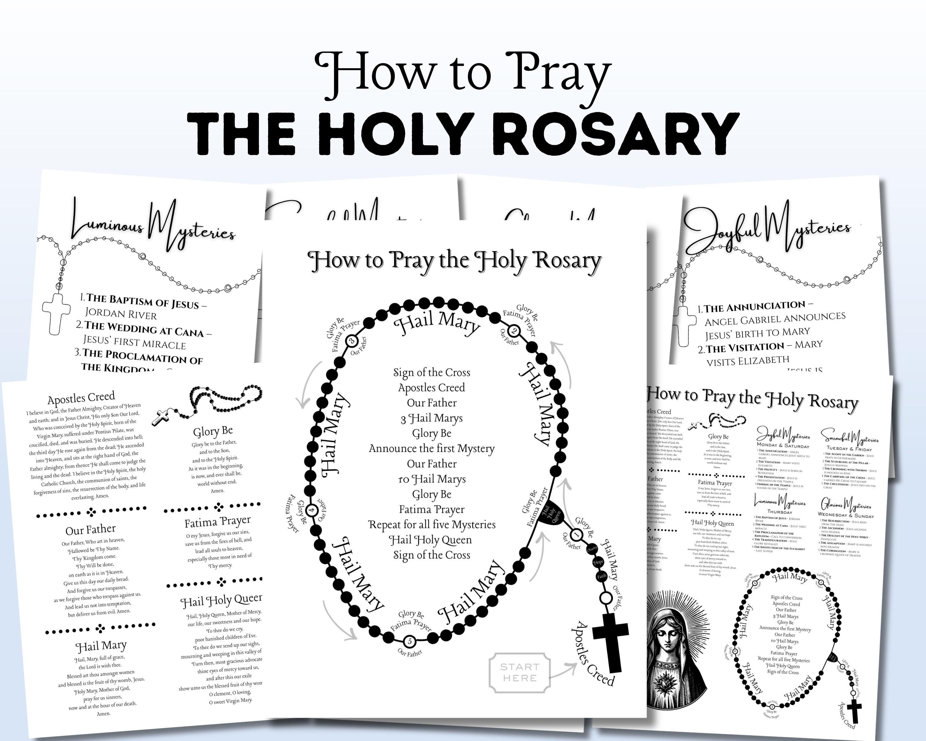How to Pray the Rosary Printable | Easy to Follow Catholic Prayer Guide ...