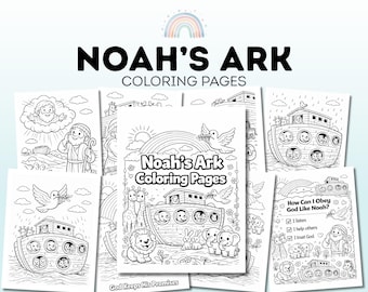 Páginas para colorear del Arca de Noé para niños / Hojas para colorear de la Biblia cristiana