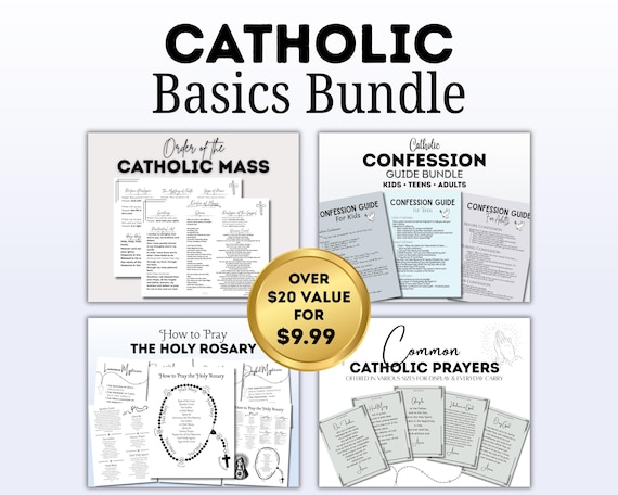 Catholic Basics Bundle Printable | Mass, Rosary, Confession & Prayers PDF | Catholic Religious Gifts