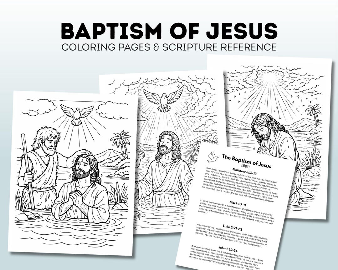 Baptism of Jesus Coloring Pages for Kids | Bible Story Activity ...
