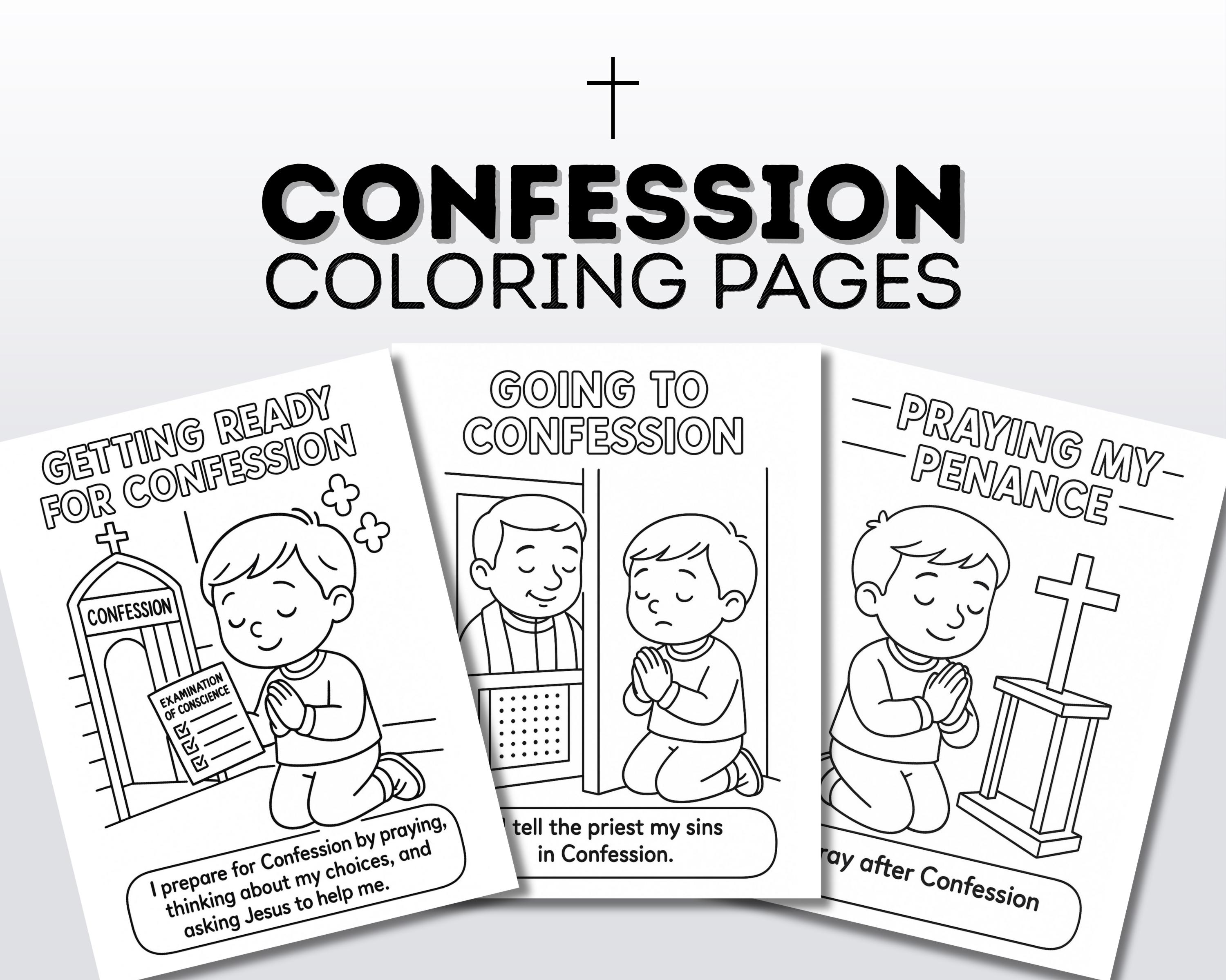 First Confession Pattern Catholic Confession Coloring Pages | Reconciliation Prep (PDF Pattern ...