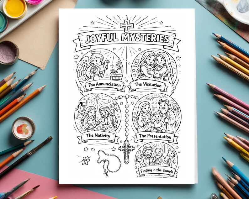 Joyful Mysteries of the Rosary Coloring Pages | Catholic Religion ...