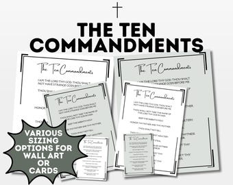 Ten Commandments Printable: Christian Wall Art & Scripture Cards (Digital Download)