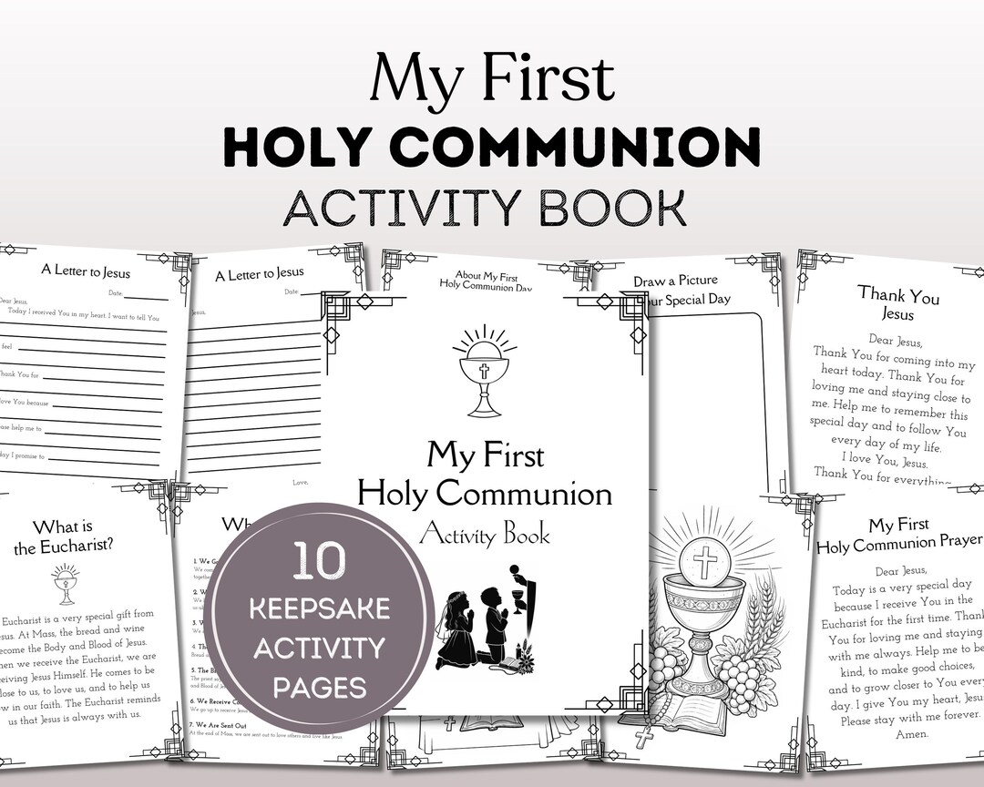 First Communion Activity Book for Kids | Catholic Printable Keepsake ...