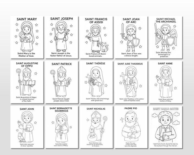 Catholic Saints Coloring Pages for Kids | Sunday School (PDF) - Etsy