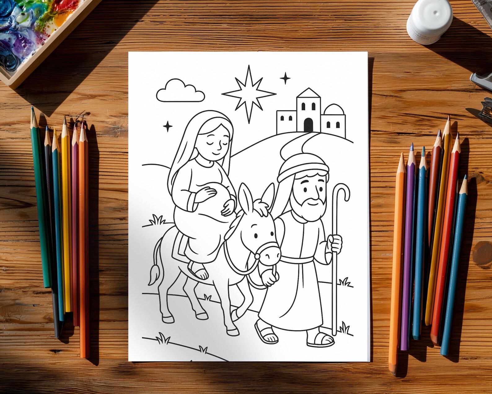 Christian Christmas Coloring Pages: Nativity & Family Scenes (PDF) - Etsy