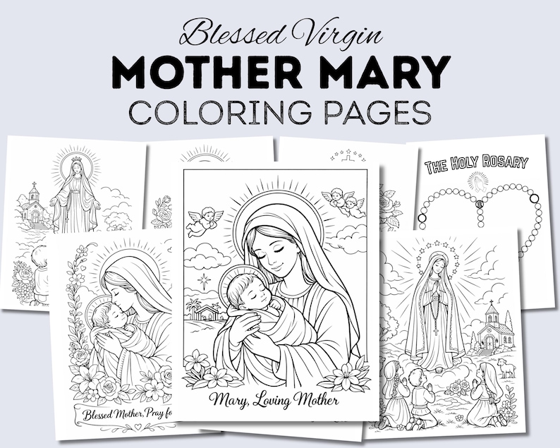 Blessed Virgin Mary Coloring Pages for Kids | Catholic Activity Sheets ...