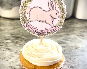 Easter Cupcake Toppers - Hippity Hoppity Happy Easter