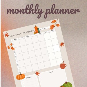 Monthly autumn Planner | A4 Printable pdf| Home Organizer | cozy print