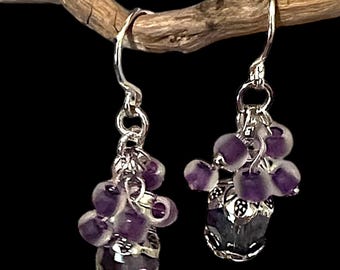 Purple dream glass Czech beads and silver tone hardware earrings. Handmade and unique. Light weight and hypoallergenic.