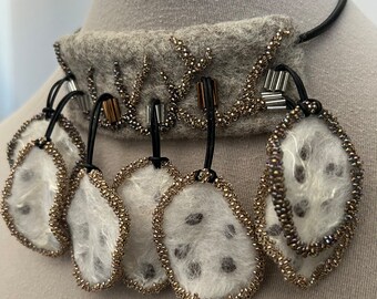 Necklace felted and beaded creation. Only one unique handmade piece. It will give your image unique vibe and glamour.