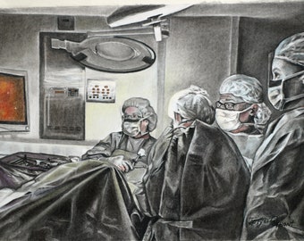 Originalmålning för digital nedladdning för tryck. "Kirurger". Signerad av författaren. 50 x 100 cm.