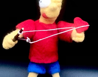 Bart Simpson 3D. Felted cartoon character. Felted animals per request.