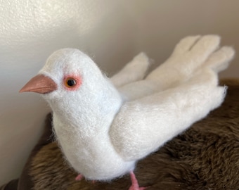 Felted animals and birds. Dove of love. Easter decor