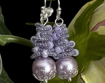 Purple dream glass Czech beads and silver tone hardware earrings. Handmade and unique. Light weight and hypoallergenic.