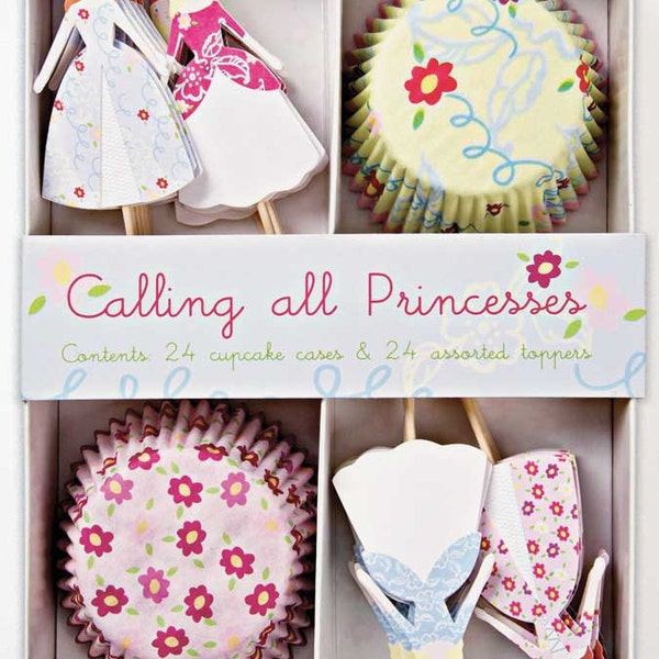 Princess Cupcake Kit - Cupcake liners, Baking Cups, Princess Toppers - (24 Cupcakes)