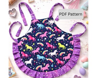 Kids Apron Sewing Pattern: Ruffle Pocket Design (Digital Download)