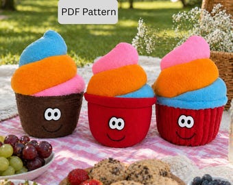 Plush Cupcake Sewing Pattern: 8" Food Soft Toy (PDF Pattern)