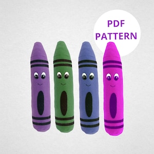 14.5&quot; Plush Crayon Soft Toy PDF Padrão de Costura | Padrão de Brinquedo Macio | Download Digital | Padrão de Pelúcia | Padrão Digital