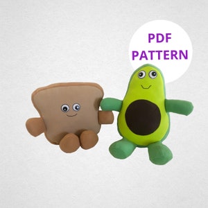 Avocado Plush Soft Toy Sewing Pattern PDF | Avocado and Toast Plush Pattern | Plushie Sewing Pattern | Soft Toy PDF | Digital Pattern