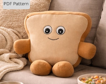 Patrón de costura para pan tostado de peluche: Juguete de almohada de pan de peluche para hacer tú mismo (Patrón en PDF)