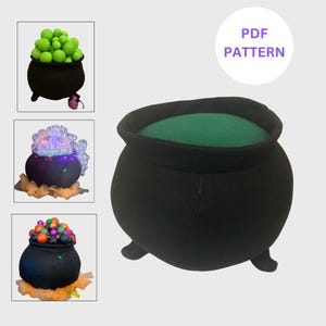 Plush Cauldron Sewing Pattern – Halloween Soft Toy PDF – DIY Cauldron Prop -  Halloween PDF Pattern  -  Halloween Sewing Pattern