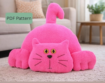Cat Plush Sewing Pattern: DIY Doorstop, Beginner Friendly (Digital Download)