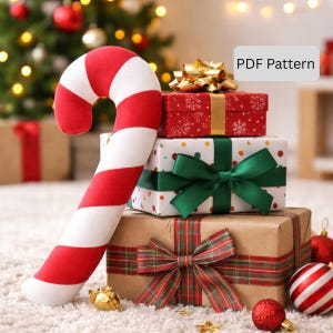 Patrón de costura de bastón de caramelo de peluche: decoración navideña (patrón PDF)