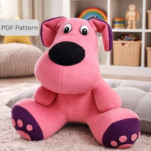 Plush Dog Sewing Pattern: 16" Stuffed Animal PDF (Advanced Level)