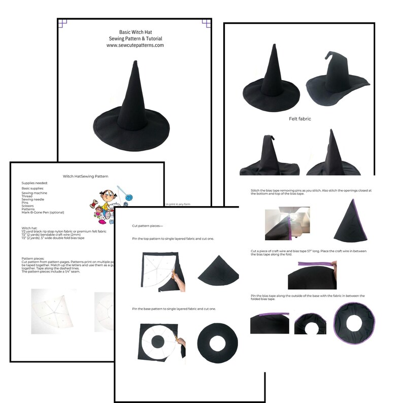 Witch Hat Sewing Pattern DIY Halloween Costume PDF Pattern Etsy